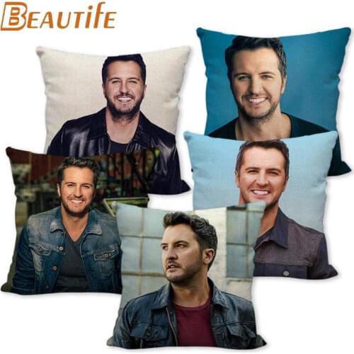 Custom Luke Bryan Pillowcase 45X45cm Wedding Decorative Pillow Cover Eco-Friendly Cotton Linen Fabric Pillow Case