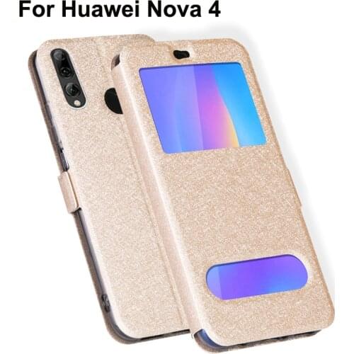 Luxury Front Window Leather Filp Case For Huawei Nova 4 6.4" phone cover For Huawei Nova4 back cases Nova 4 protect fundas coque