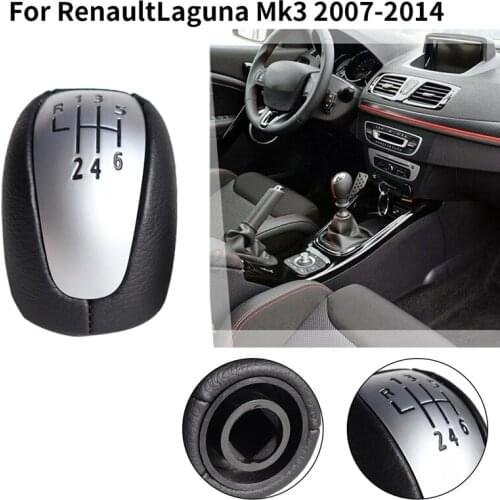6 Speed Car Gear Shift Knob PU Leather Lever Shifter Hand Ball for Renault/Laguna Mk3 2007-2014