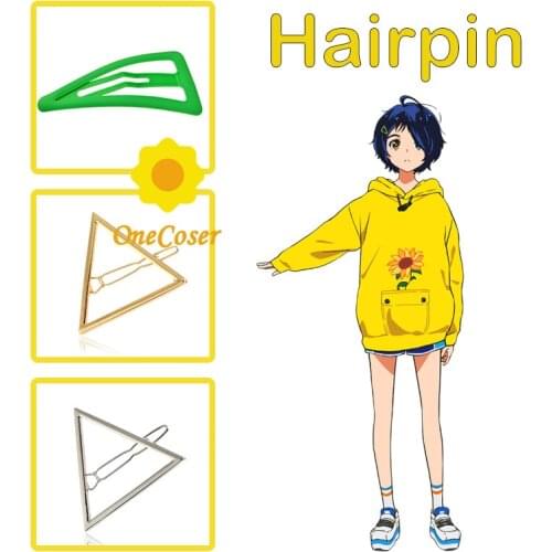 Anime WONDER EGG PRIORITY Ohto Ai Cosplay Green Hairpin Props Accessories Headwear Hair Clip Geometry Barrettes Girls Women
