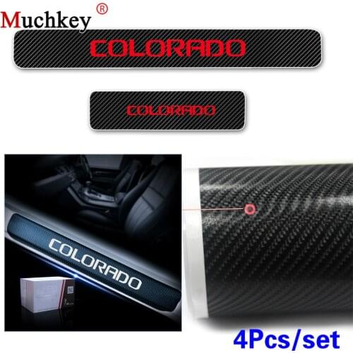 Car Door Sill Protector For Chevrolet COLORADO Door Threshold Plate Door Sill Scuff Plate Door Entry Guard Carbon Fiber 4Pcs