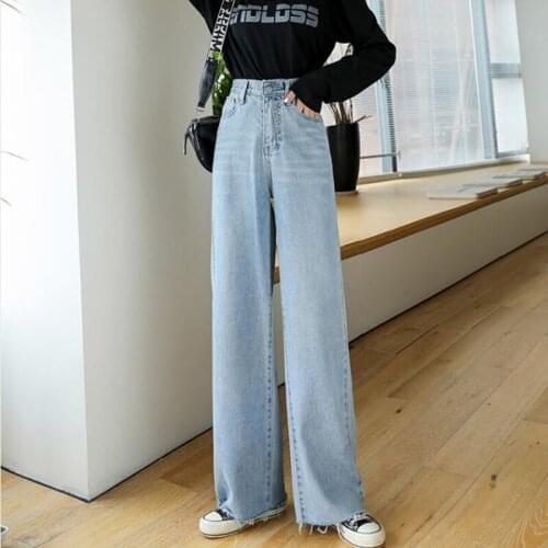 2021 Fall Fashion Harajuku Straight Pants Woman Jeans High Waist Clothes Wide Leg Denim Clothing Blue Streetwear Vintage Quality
