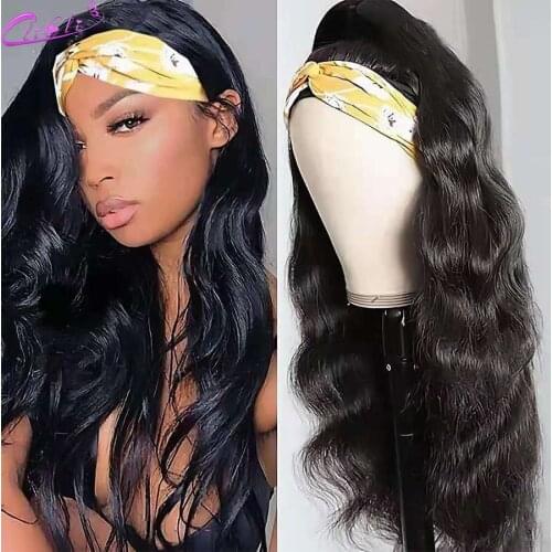 Body Wave Human Hair Headband Wig Bodywave Headbands Human Hair Wig Brazilian Natural Glueless Full Machine Scarf Wigs For Women
