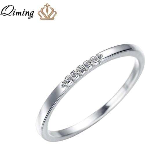 QIMING Simple Cz Zircon Crystal Rings Feamle Women fashion Bohemia Korean Jewelry Best Friend Gift Fashion Finger Toe Ring