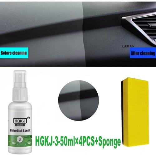 HGKJ-3-50mlX4 PCS with Sponge Car Interior Leather Seats Plastic Maintenance Cleaner Refurbisher Liquid Leather Foaming Agent