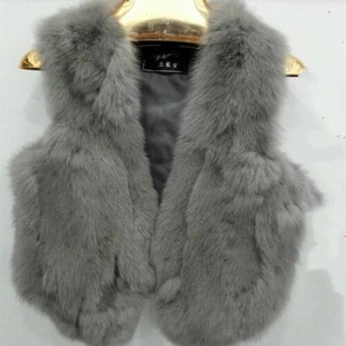 Natural fur rabbit fur vest 2019 autumn and winter new fashion fur vest jacket female short vest Slim
