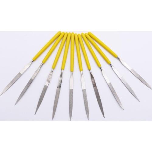10 pcs 140mm ultrathin diamond coated needle file willow leaf double sided mini file metal polishing diamond file single side