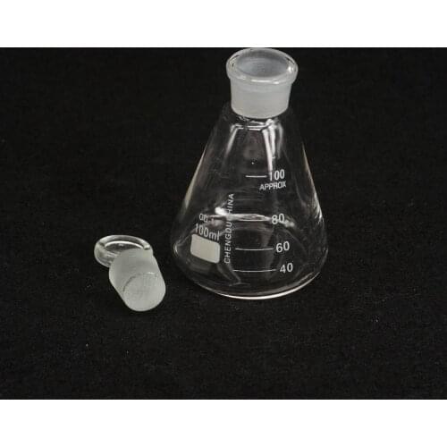 100ml Lab Borosilicate Glass Erlenmeyer Conical Flask with Ground-in Stopper