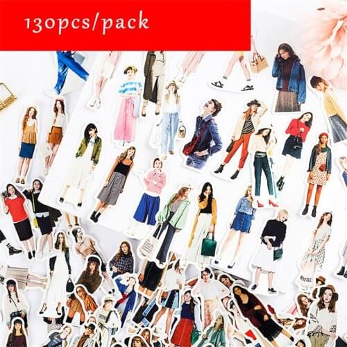 130pcs/lot Stickers Girls kawaii scrapbooking sticker DIY diary decoration fashion girl pegatinas for Laptop notebook new style