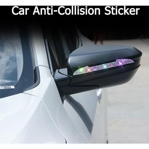 Auto Rear View Mirror Anti-Scratch Stickers Decor Decal Bling Door Side Edge Protection Guard Anti-Collision Universal 2 Pack