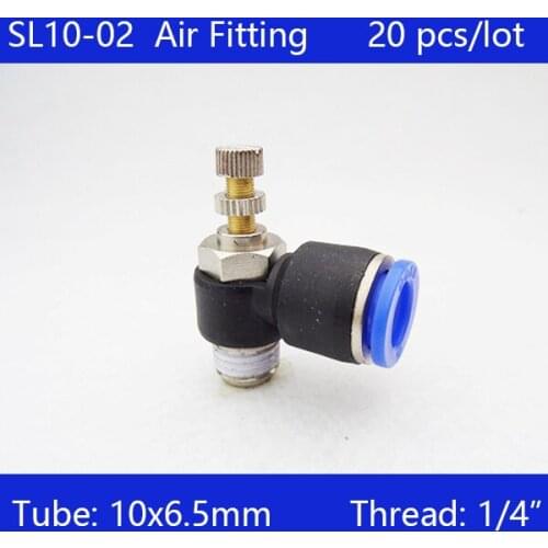 HIGH QUALITY 20Pcs 10mm Push In to Connect Fitting 1/4" Thread Pneumatic Speed Controller SL10-02