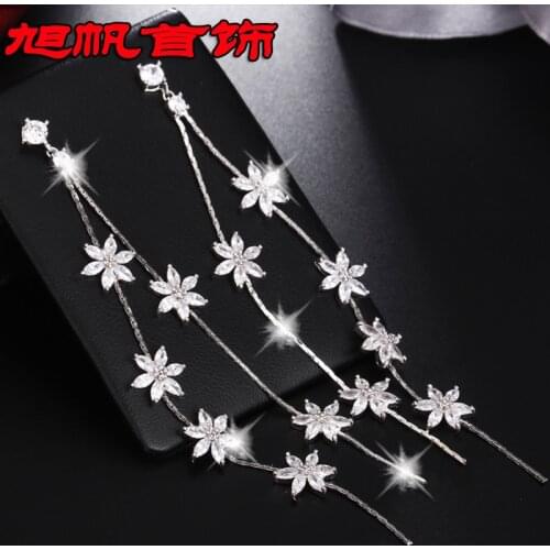 2021 New fashion Dangle Hanging Rhinestone Long Drop Earrings Ear line For Women simple Snake chain Tassel Jewelry brinco bijoux