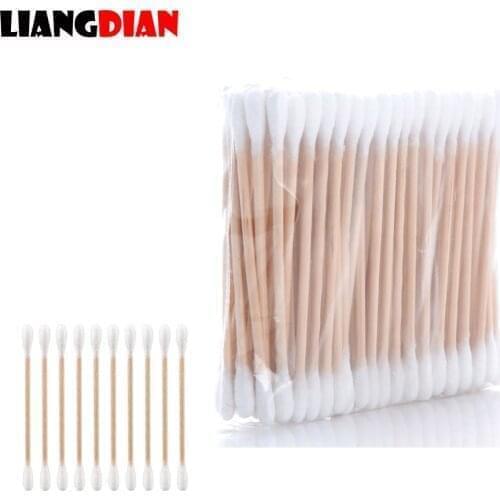 30 Packs Cleaning The Ears Wooden Cotton Swabs Cosmetic Cotton Buds Ear Head Health Makeup Cosmetics Clean Ear Cotton Stick Swab