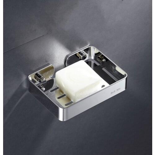304 Stainless Steel Bathroom Soap Holder Cup Box Dish Soap Storage Saver Shower Tray Bathroom Accessories