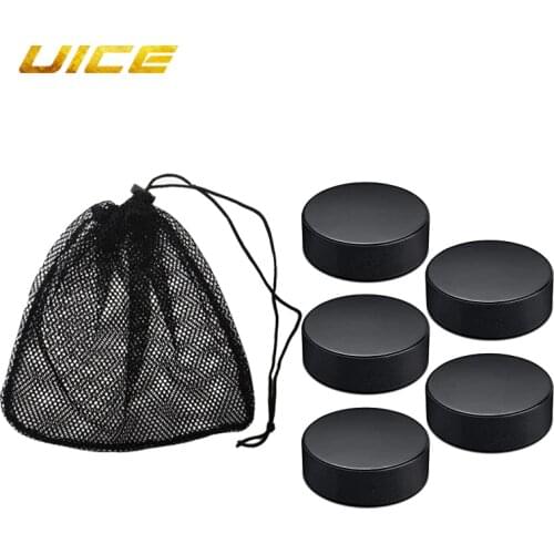 5/10Pcs Black Ice Hockey Pucks for Practicing and Classic Training Hockey Balls with Gym Drawstring Mesh Bag