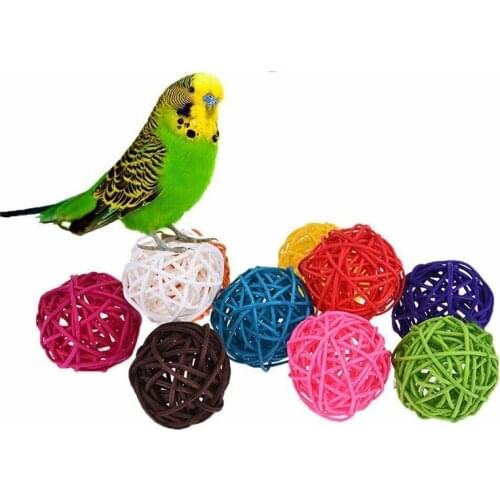 5/10pcs Colorful Rattan Balls Parrot Toys Parakeet Bird Interactive Bite Chew Toys for Budgie Cage Accessories Bird Playing Toys