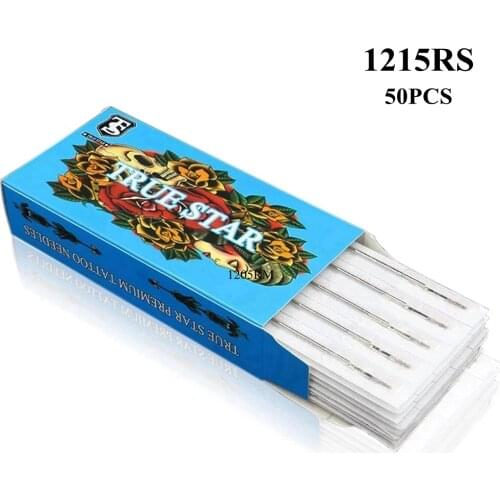 True Star 50pcs 1215RS Premium Tattoo Needles Sterilized Stainless Steel Round Microblading needles For Tattoo Machine Gun