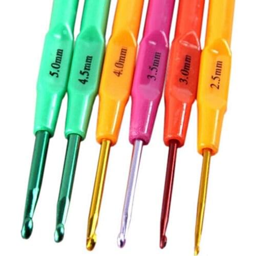 6pcs/set Mixed Metal Hook Crochet Kit Aluminum Knitting Tool DIY Crafts Accessories