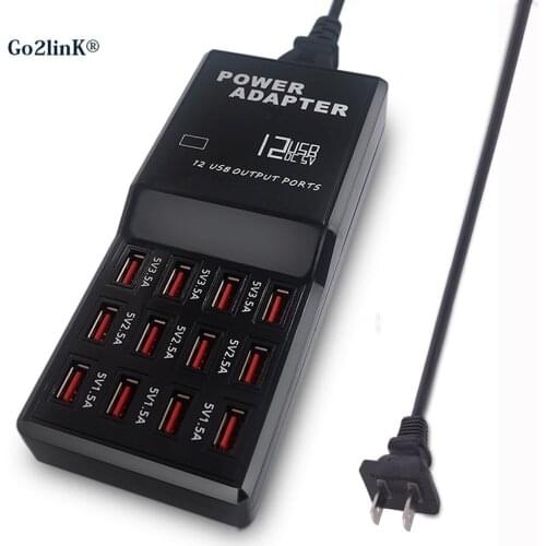 Go2linK Quick Charge QC2.0 Adapter USB Charger Smart 12 Port Desktop Charger Mobile Phone Travel Charger For Smartphone