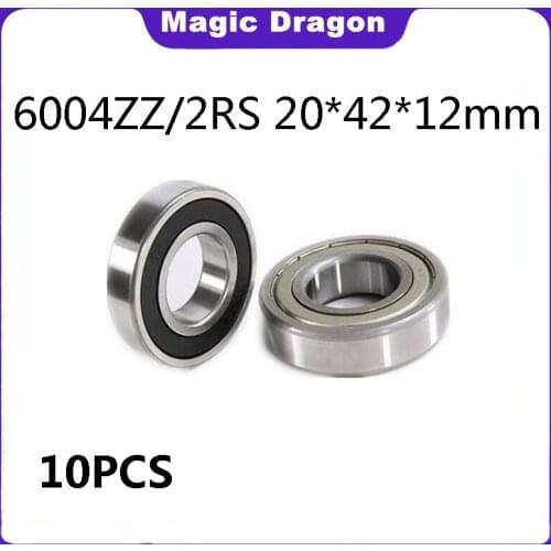Free shipping 10pcs deep groove ball bearings 20x42x12mm 6004 ZZ 2RS High quality