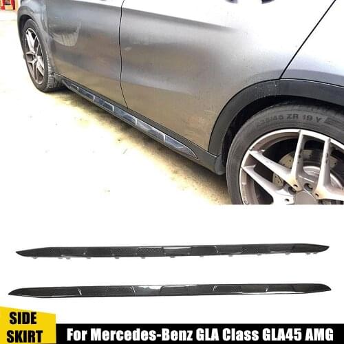Carbon Fiber Side Skirts Aprons for Mercedes-Benz GLA Class GLA45 AMG GLA200 GLA250 2015 -2019 Side Bumper Extenstion Lip