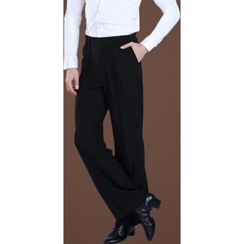 Black Satin Ribbon On Side Mens Latin Pants Mens modern Ballroom Dance Pants Latin Dance Pants Men Mens trousers