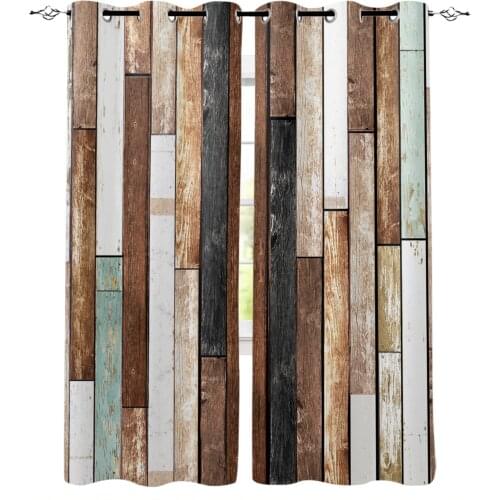 Wooden Planks Multicolor Retro Blackout Curtains for Children Kids Home Decor Bedroom Living Room High Shading Window Curtains