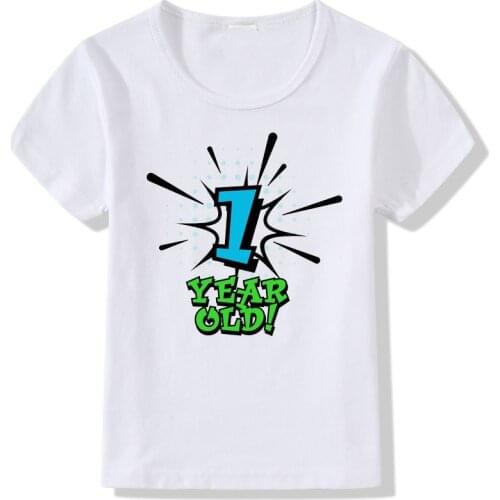 1 2 3 Year Old Letters Printed Children Birthday T-shirt Summer New Fashion Boys Girls Tshirts Kids Casual Short Sleeve Tops Tee