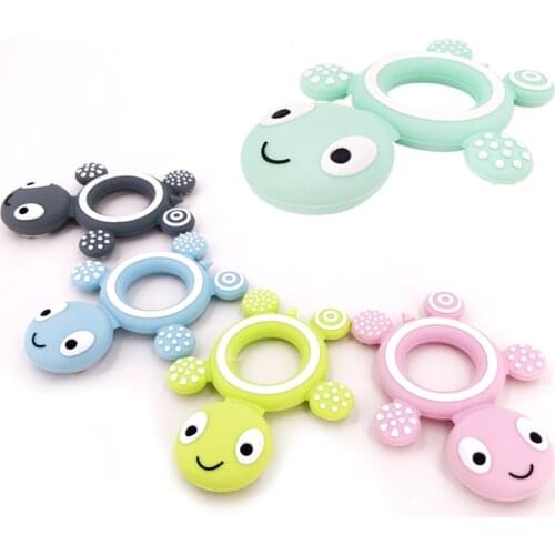BPA Free Baby Silicone Teethers Food Grade Cute Turtle Tiny Rod Teething Necklace Baby Shower Gifts Cartoon Animals Teether