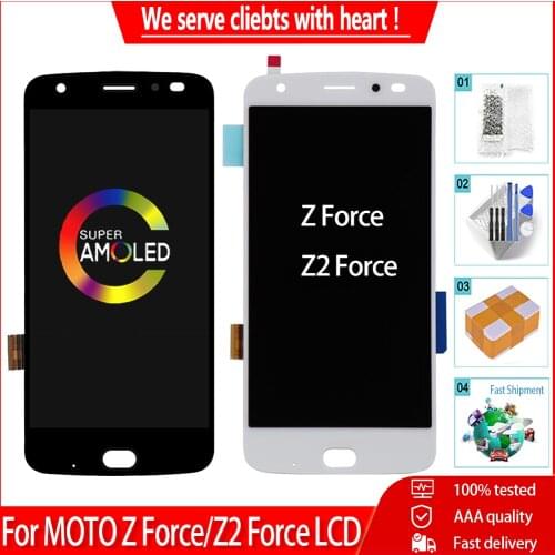 100% Tested For Moto Z2 Force Display Touch Screen AMOLED Digitizer Replacement For Motorola Moto Z Force LCD With Burn-Shadow