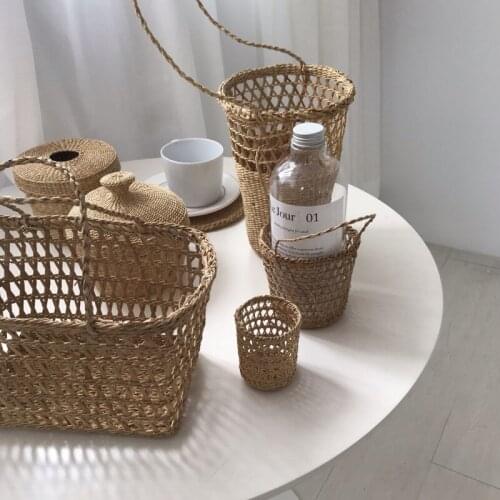 Minimalist Style Home Must-have Rattan Retro Small Storage Debris Basket Organizer
