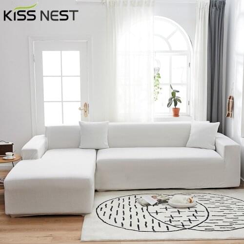 Elastic Plaid Solid Color Jacquard Sofa Cover Chaise Longue, 1 2 3 4 Seater With Rest Arm For Living Room,L Shape Need 2 Piece
