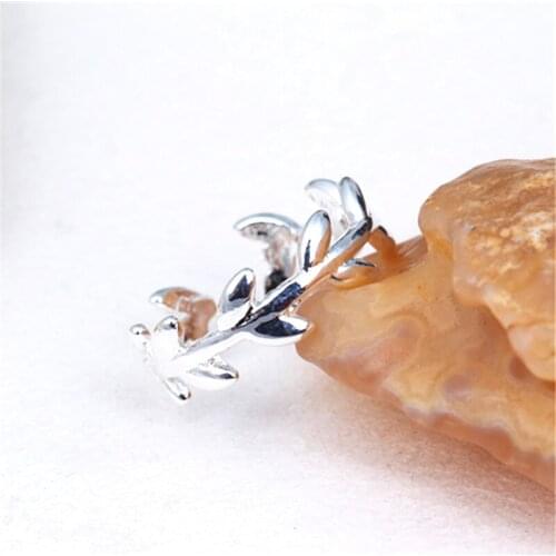Hot New 925 Sterling Silver colorDelicate Branches Leaves Ring Fresh Sweet Fashion Trend Adjustable Ring High Quality