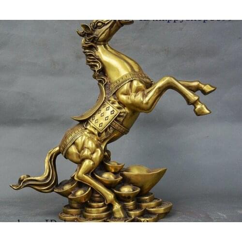 Chinese Dynaty Palace Bronze Copper Feng shui Wealth Zodiac Horse Yuanbao Statue