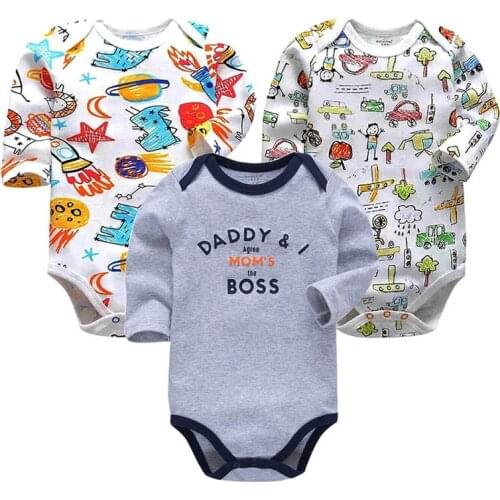 3 PCS/LOT Newborn Baby Clothing New Fashion Baby Boys Girls Clothes 100% Cotton Baby Bodysuit Long Sleeve Infant Jumpsuit