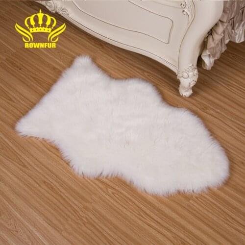ROWNFUR Faux Fur Floor Mats Soft Artificial Sheepskins Carpet For Kids Living Room Bedroom Chair Sofa Cover Plush Washable Rugs
