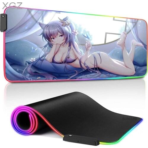 Sexy Purple Girl Big Breasts Rgb Anime Mouse Pad Xxl Computer Office Gaming Accessories Rubber Table Mat Csgo Led Backlit Mouse