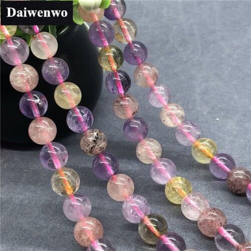 Super Seven 7 Crystal Beads 6-12mm Round Natural Loose Stone Bead Diy Bracelet