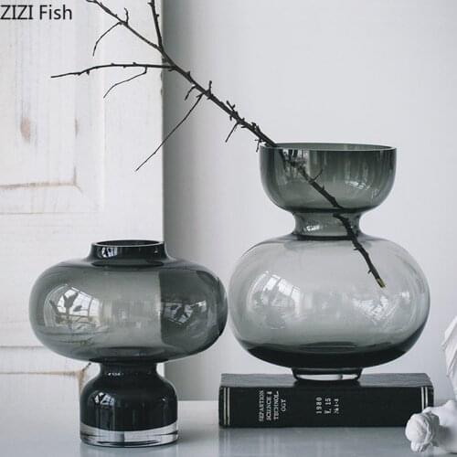 Minimalist Glass Vases Tabletop Ornaments Transparent Flower Arrangement Gradient Glazed Floral Vase Home Decoration Modern