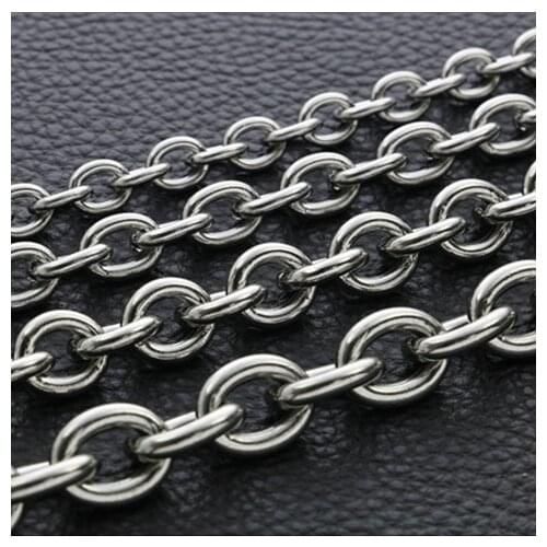 Fashion stainless steel non-weld thick wide cross chain ring interlocking chain large O-chain O-chain titanium steel hot sale