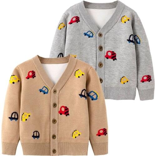 Fashion Cars Boys Sweaters Cotton Blend Toddlers Cardigan Autumn Winter Children Knitted Wear Kids Clothes