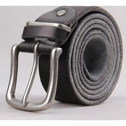 High Quality Retro Wear-resistant Alloy Pin Buckle Casual Fashion Thick Natural Cowhide Designer Mens Belt Jeans Leather Belt