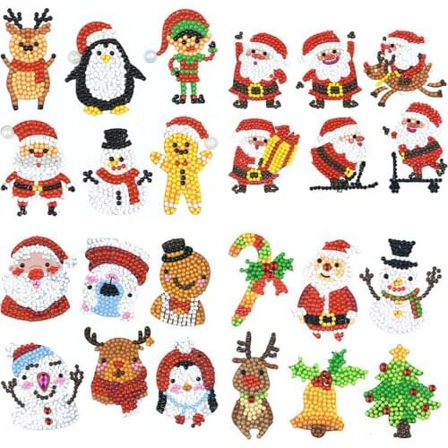 Christmas Diamond Painting Stickers Kits for Kids Mosaic Diamond Paint by Numbers for Children and Adult Beginners Crafts Making