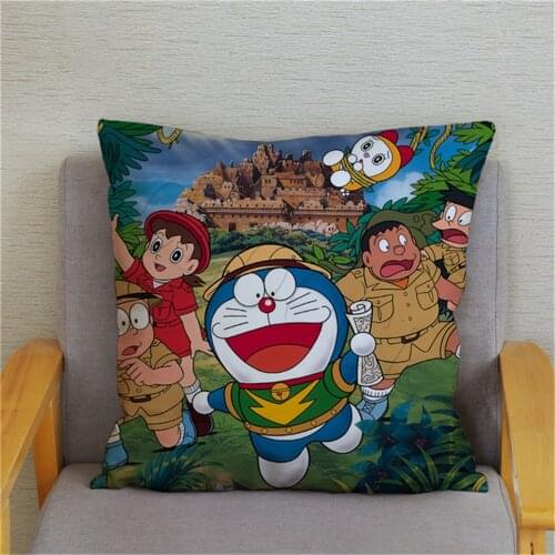 Custom Pillowcase Japan Anime Doraemon Cushion Cover Cartoon Cute Robot Cat Print Pillow Case Home Decor Pillows Covers