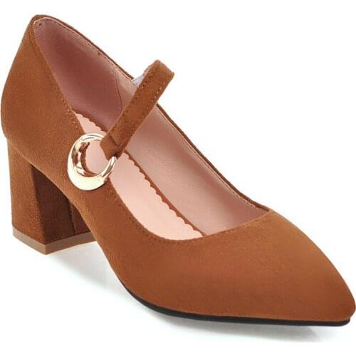 The new spring 2018 high and thick with pointed cingulate joker size code 33 shallow mouth single shoes 1831-45