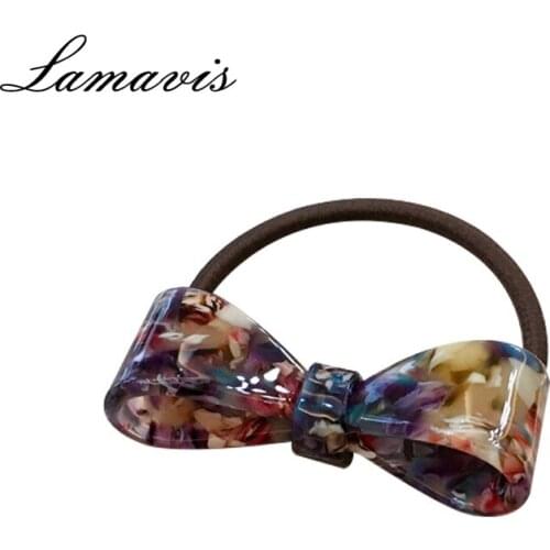 New Hair Accessories Korean Hair Accessories Bowknot Hair Tie Acetate Plate Girl Head Rope All-Match Simple Hair Accessories Doe