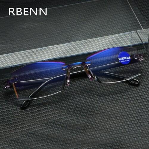 RBENN Rimless Blue Light Blocking Glasses Men Women Anti Blue Light Compter Eyewear Gaming Eyegalsses for Male Female UV400