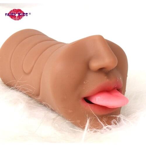 Oral Sex Toys Artificial Vagina Real Pussy Rubber Male Masturbator Face Blowjob Masturbation Soft Stick Realistic Vagina For Men