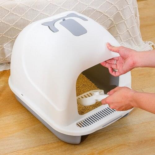 Cat Toilet Cat Bedpan Anti Splash Cat Litter Box Fully Enclosed Deodorant Pet Toilet with Shovel High Capacity Cat Litter Tray