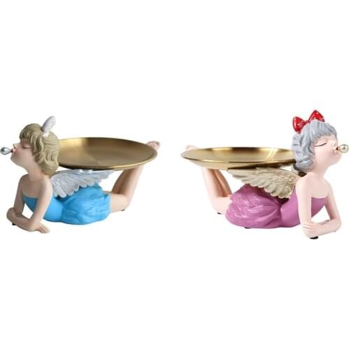 Nordic Bubble Girl Storage Tray Sculpture Ornaments Desktop Sundries Tray Characters Statue Crafts Home Decor